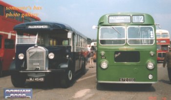 2 single deck vintage buses